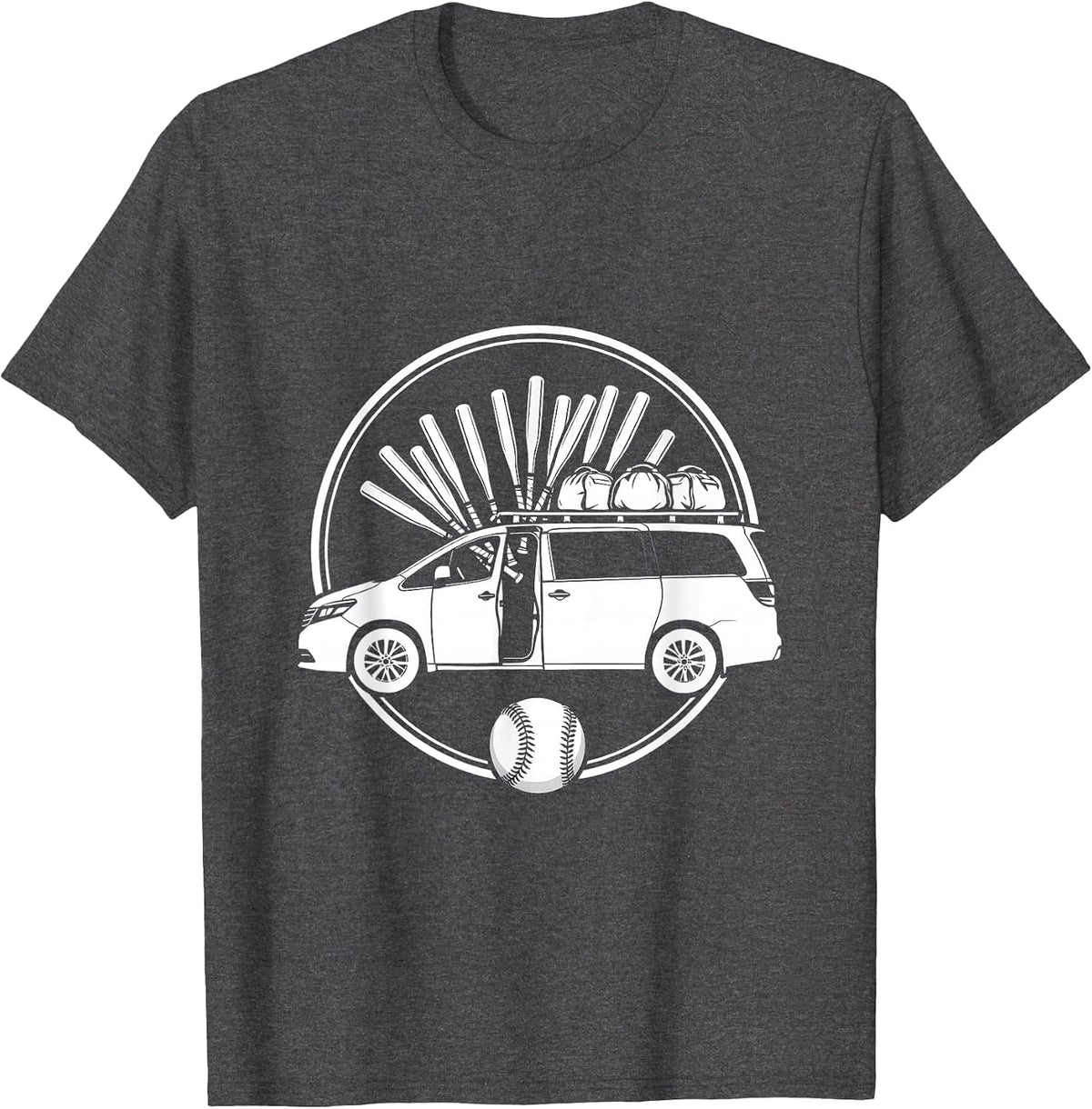 Softball Mom Minivan Graphic Tee T-Shirt - Dark Heather Grey