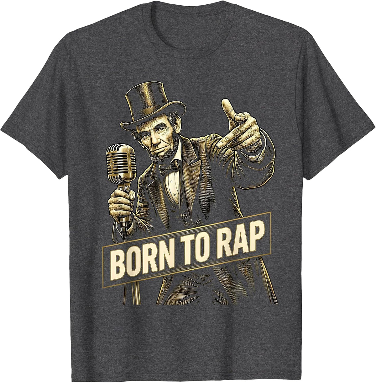 Born to Rap Hip Hop Graphic Design T-Shirt - Dark Heather Grey