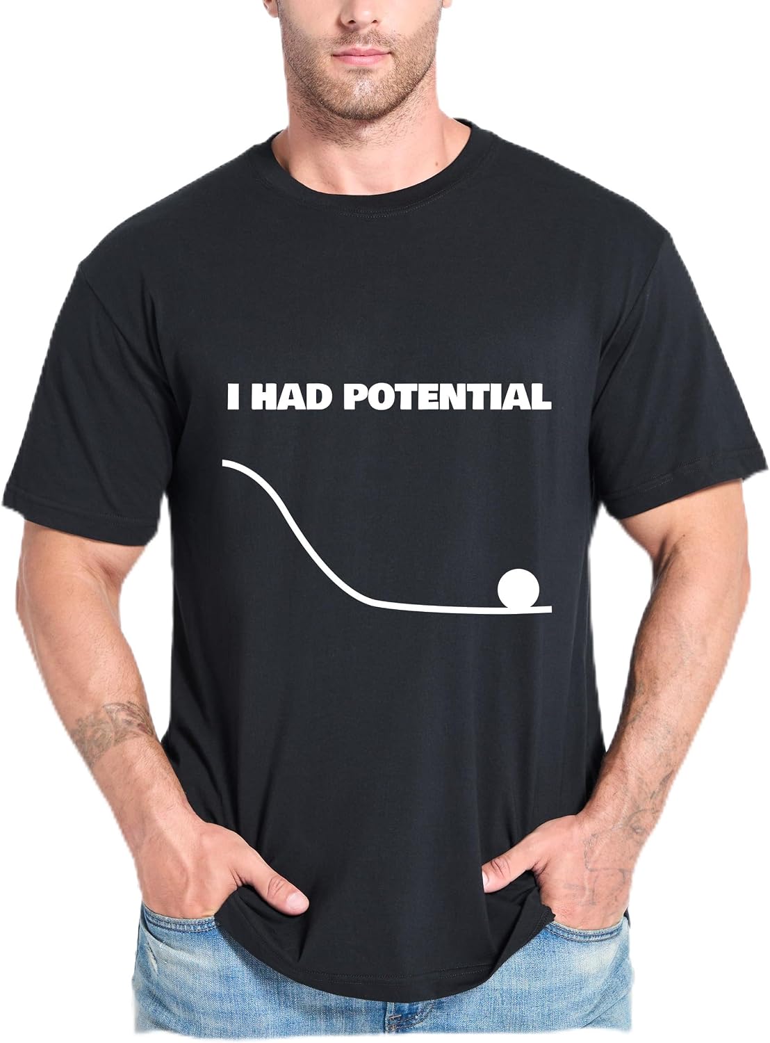 I Had Potential Funny Science T‑Shirt for Men Women – Geek Physics Humor Graphic Tee, Unisex Nerd Gift Top - Black