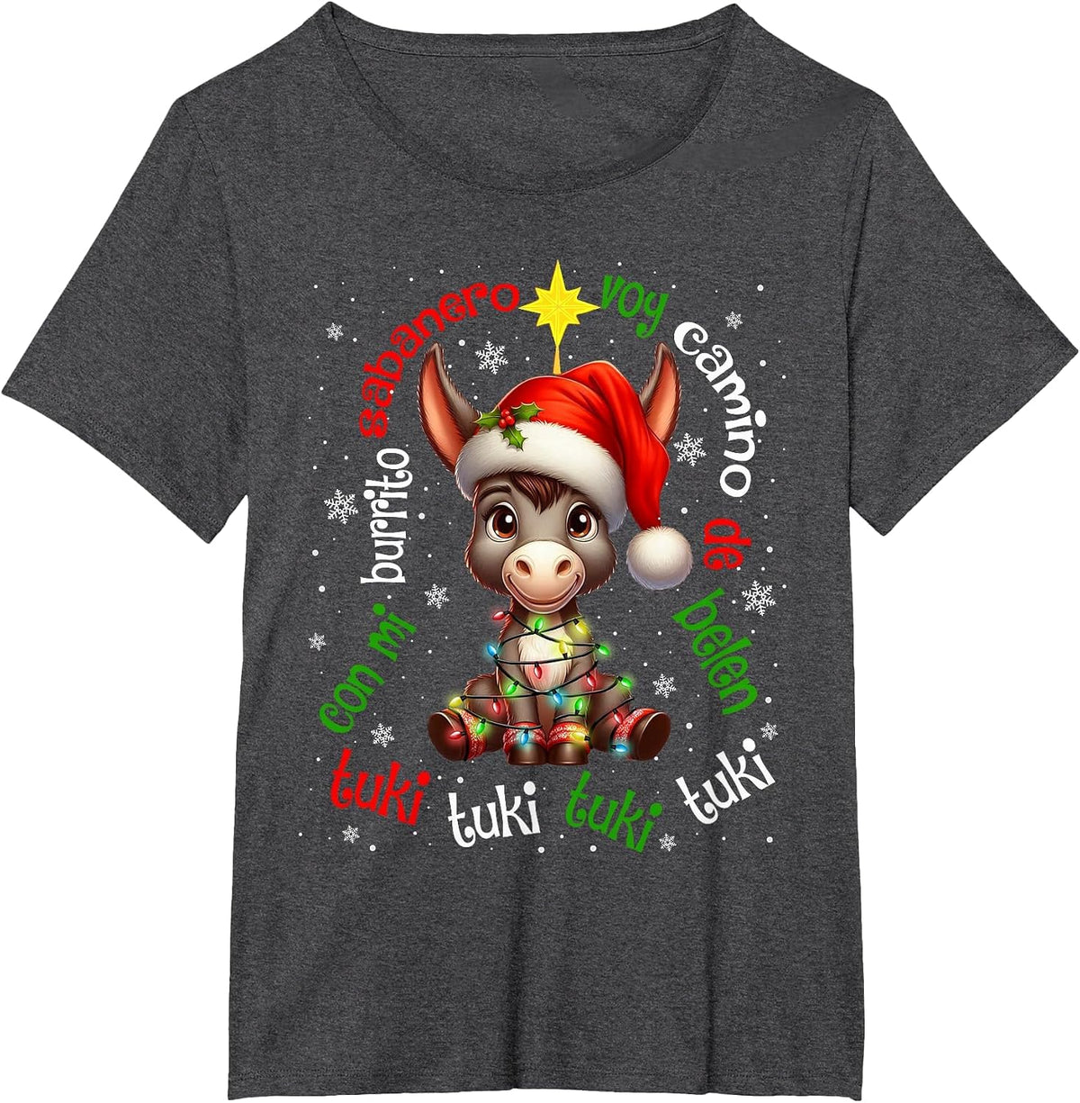 Tuki Tuki Donkey Mi Burrito Sabanero Mexican Mexico Xmas T-Shirt - Dark Heather Grey