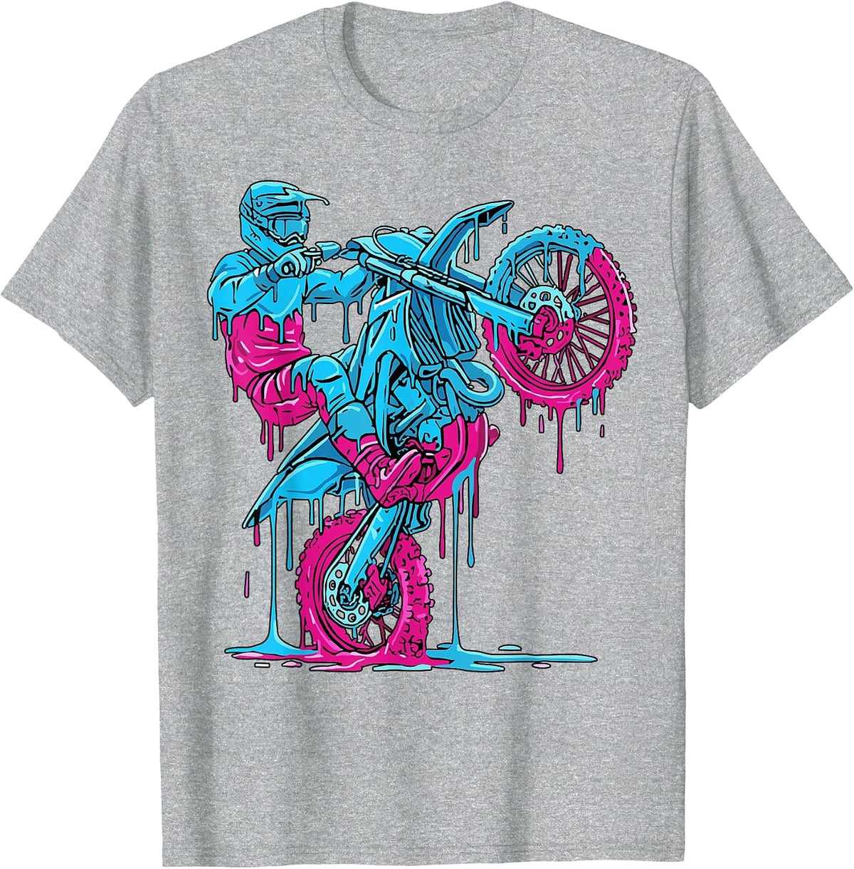 Dirt Bike Rider Drip Motocross T-Shirt - Heather Grey