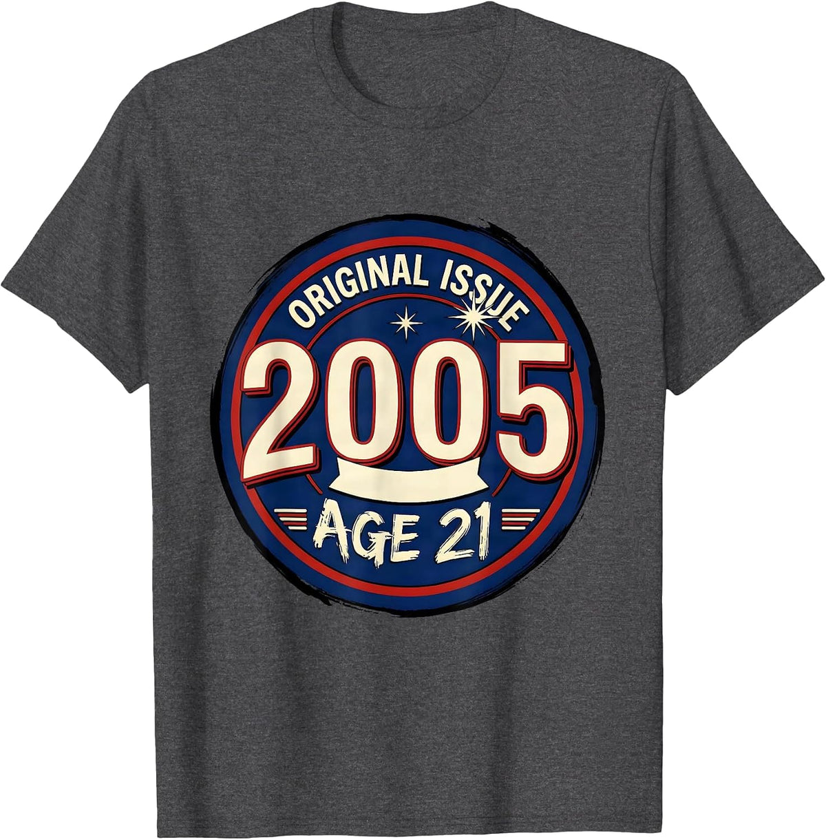 Men's Original Issue 2005 Age 21 Vintage Stamp 21st Birthday Gift T-Shirt - Dark Heather Grey