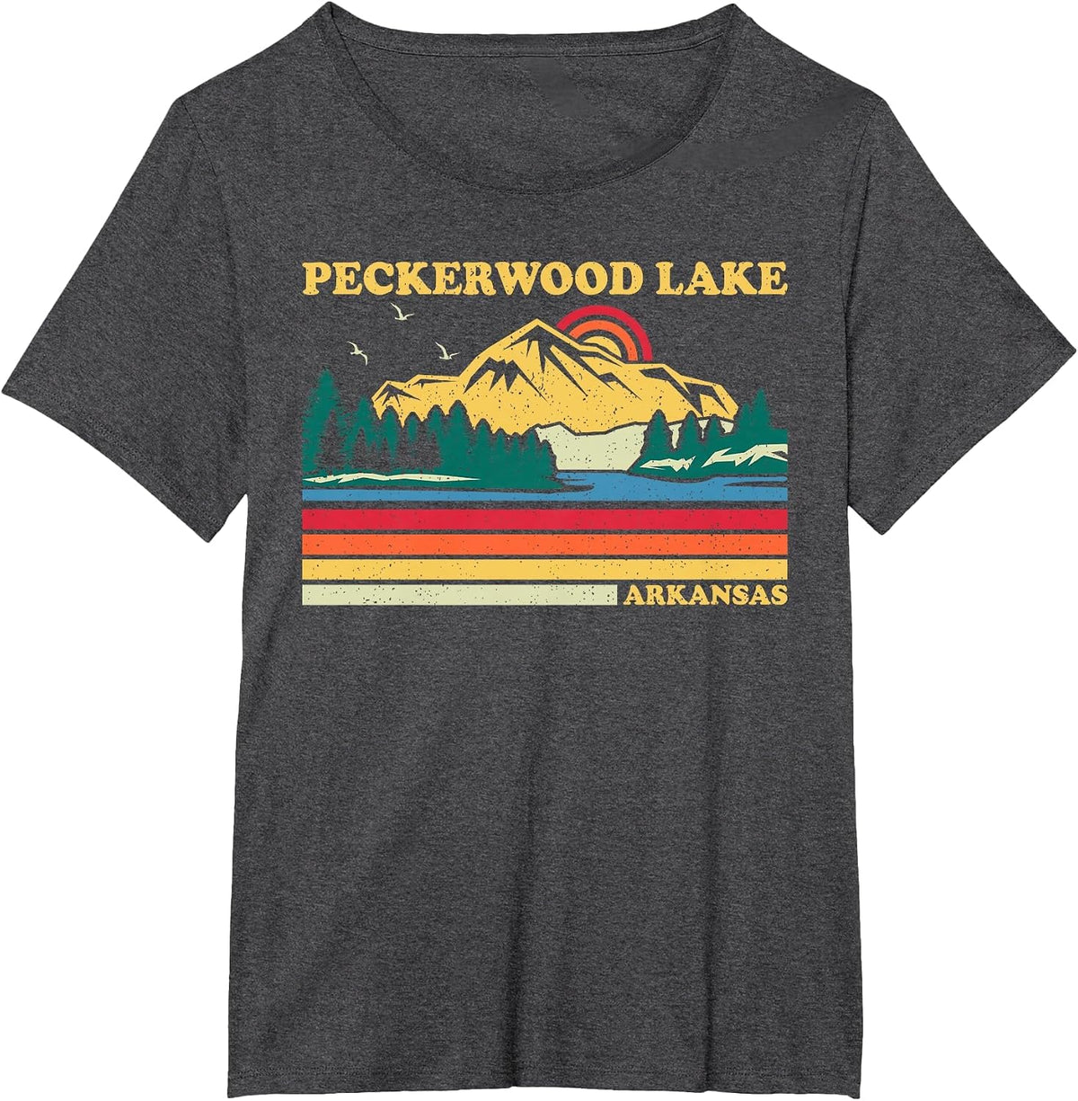 Vintage Retro Family Vacation Arkansas Peckerwood Lake T-Shirt - Dark Heather Grey