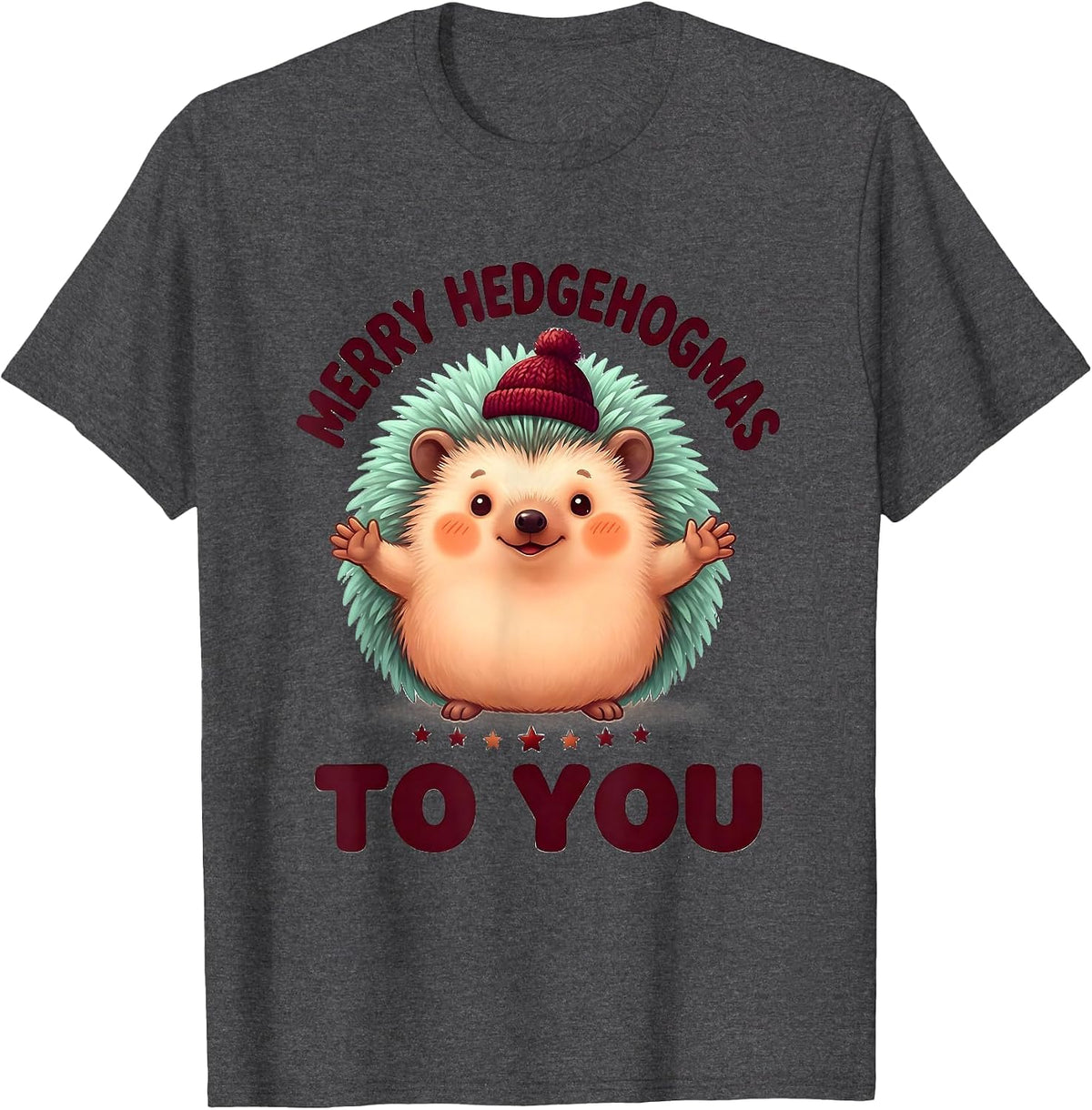 Men's Merry Hedgehogmas To You Cute Kawaii Hedgehog Lover T-Shirt - Dark Heather Grey