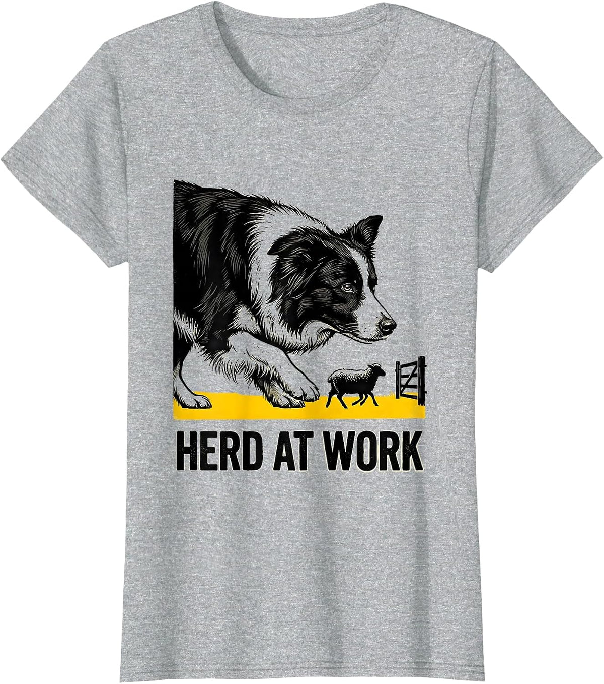 Herd At Work Funny Border Collie Dog Lover Humor T-Shirt - Heather Grey