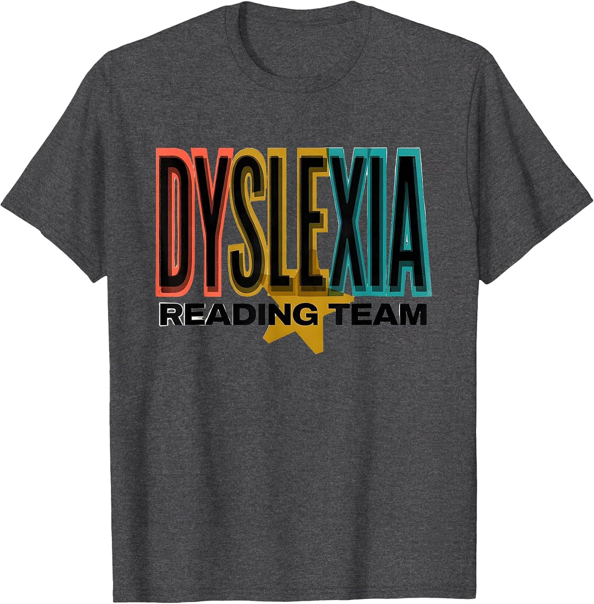 Men's Dyslexia Reading Team Awareness Teacher Squad October T-Shirt - Dark Heather Grey