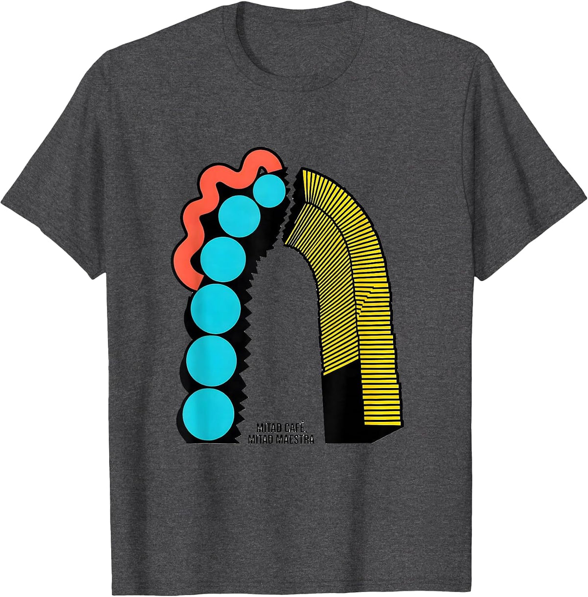 Men's Mitad Café Mitad Maestra Memphis Postmodern Spanish Teacher T-Shirt - Dark Heather Grey