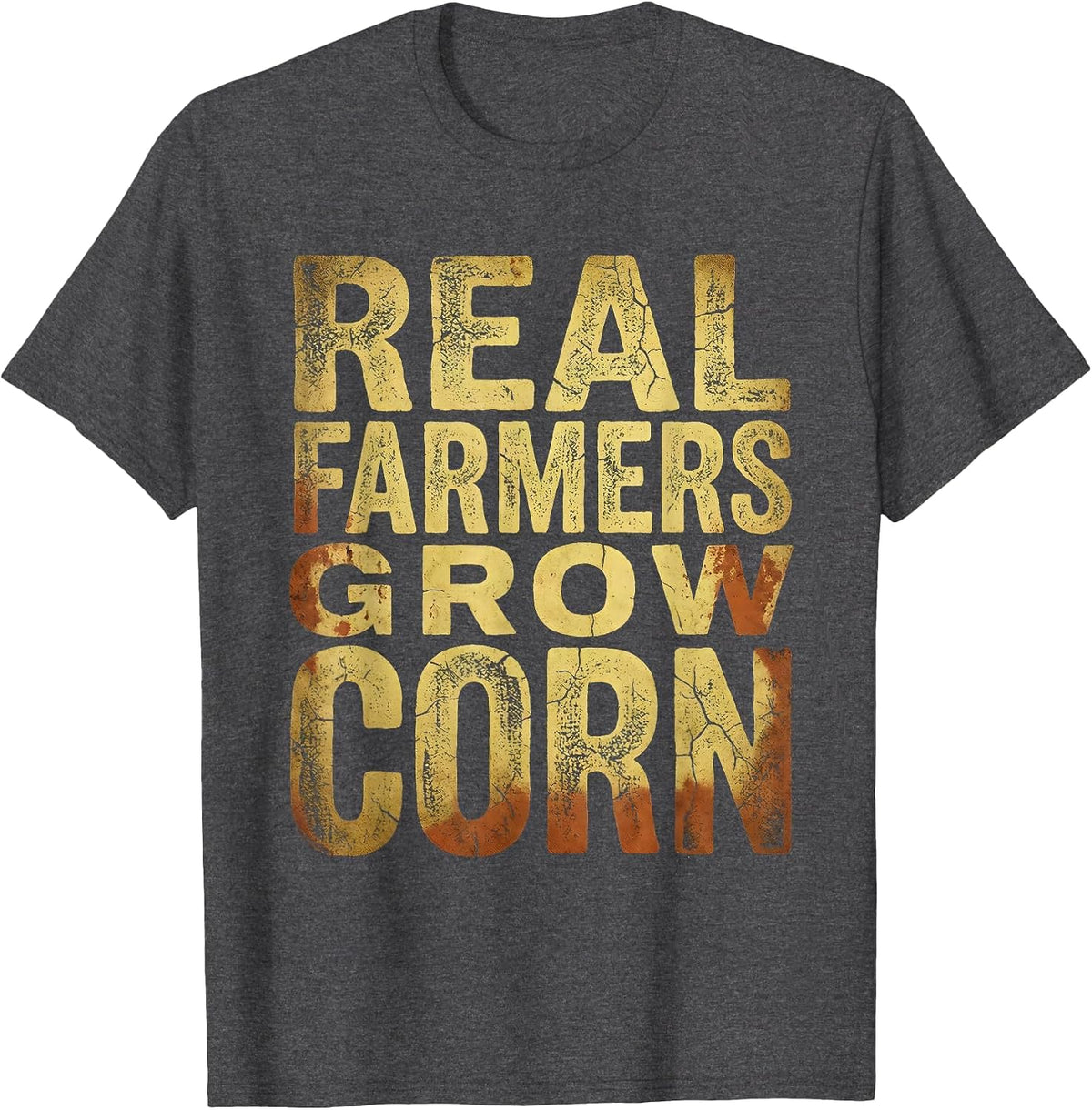 Men's Real Farmers Grow Corn Agriculture Design T-Shirt - Dark Heather Grey