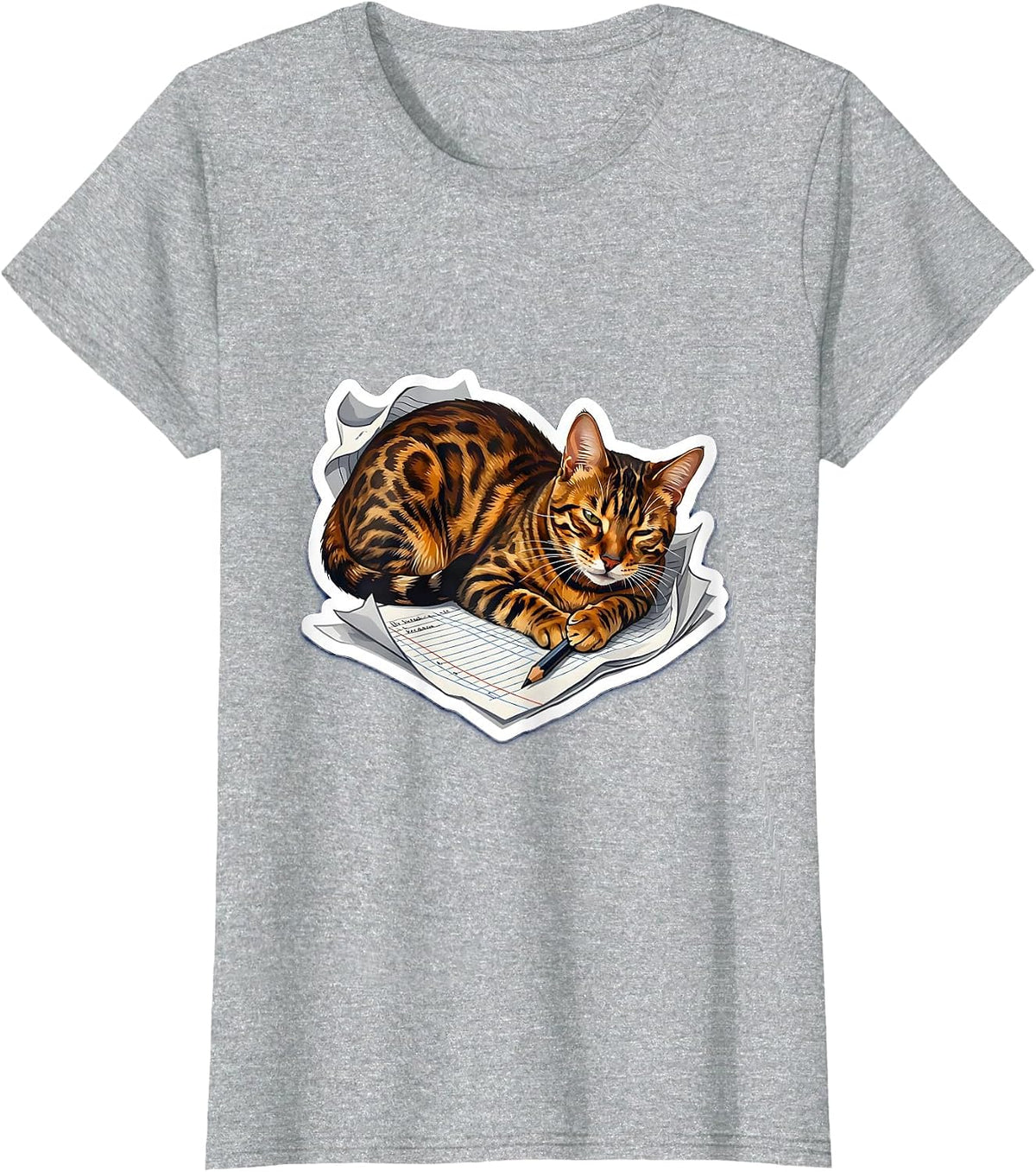 Bengal Cat Lover Back to School Graphic T-Shirt - Heather Grey