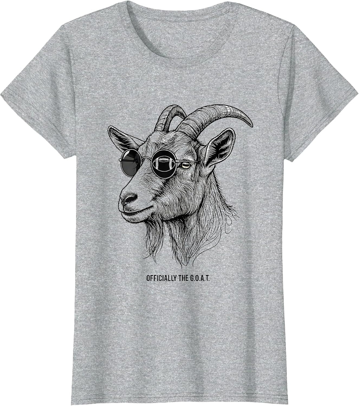 Women's Officially The G.O.A.T. Funny Goat Line Art Sunglasses T-Shirt - Heather Grey
