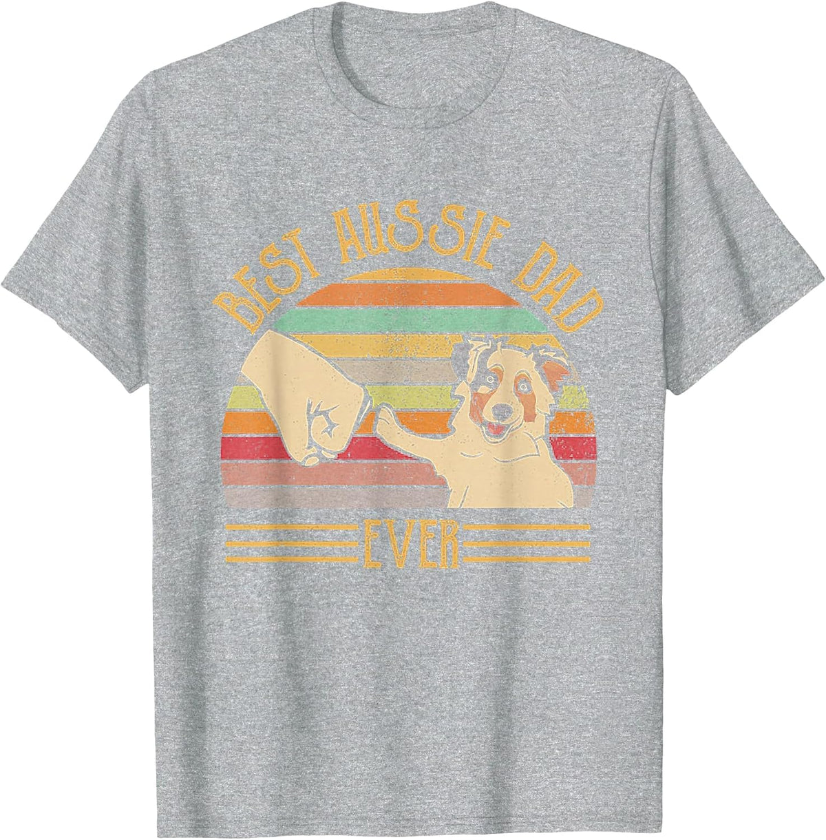 Best Aussie Dad Ever Retro Vintage Sunset T-Shirt - Heather Grey
