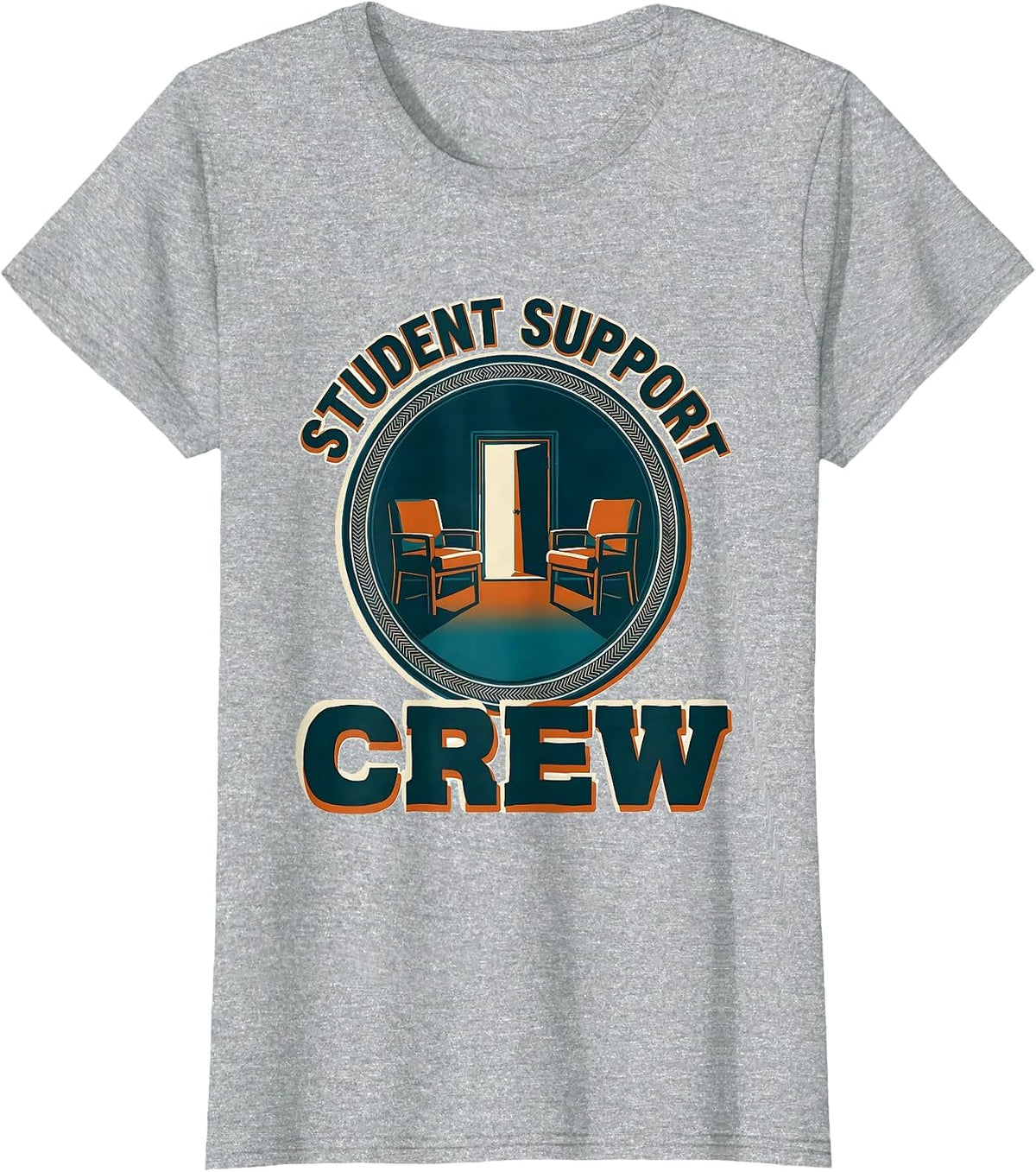 Student Support Crew Groovy Retro School Counselor T-Shirt - Heather Grey