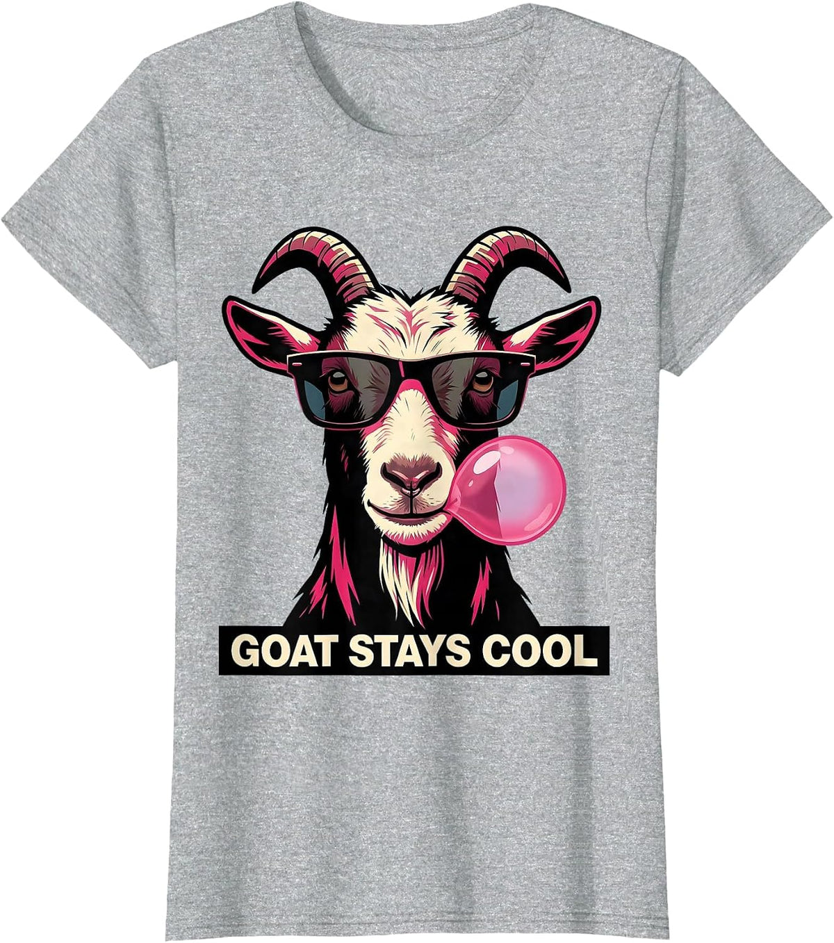 Women's Goat Stays Cool Cartoon Funny Goat Lover Animal Humor T-Shirt - Heather Grey