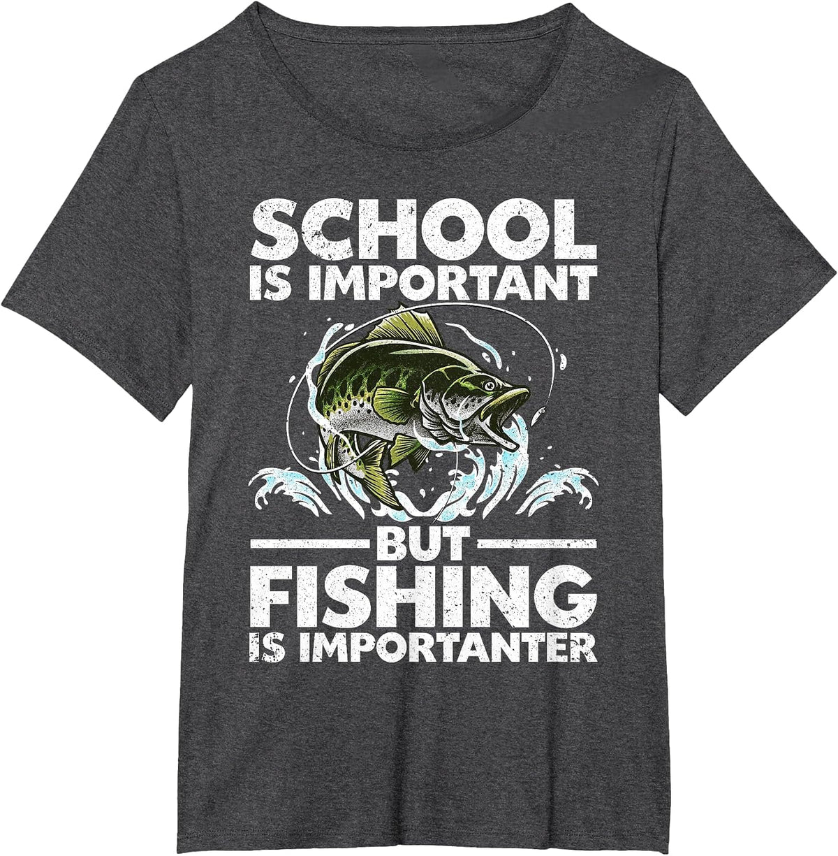 Funny Fishing for Boys Kids Youth Fish Saying Bass Fisherman T-Shirt - Dark Heather Grey