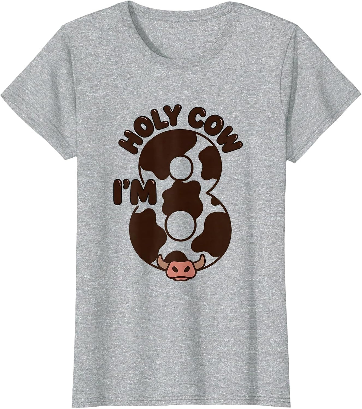 Women's Holy Cow I'm Eight Cute Highland Cow Birthday Girl Farm Mom T-Shirt - Heather Grey