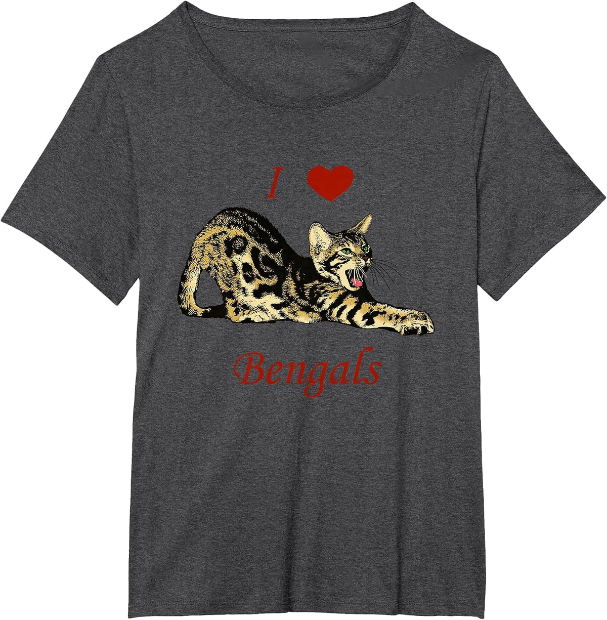 I Love (Heart) Bengals - Domestic Bengal Cat - Kitten - Cats T-Shirt - Dark Heather Grey