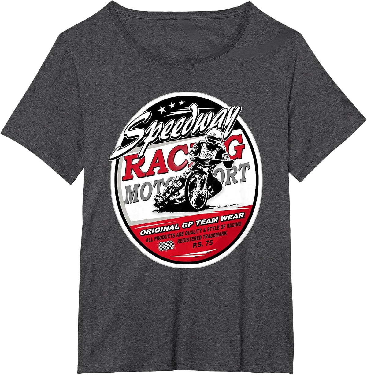 Motorcycle Speedway T-Shirt Flat Track Race T-Shirt - Dark Heather Grey