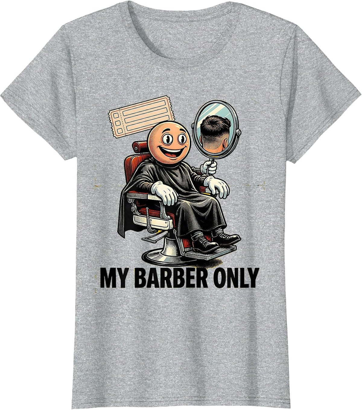 My Barber Only Retro Cartoon Barber Humor Gift T-Shirt - Heather Grey