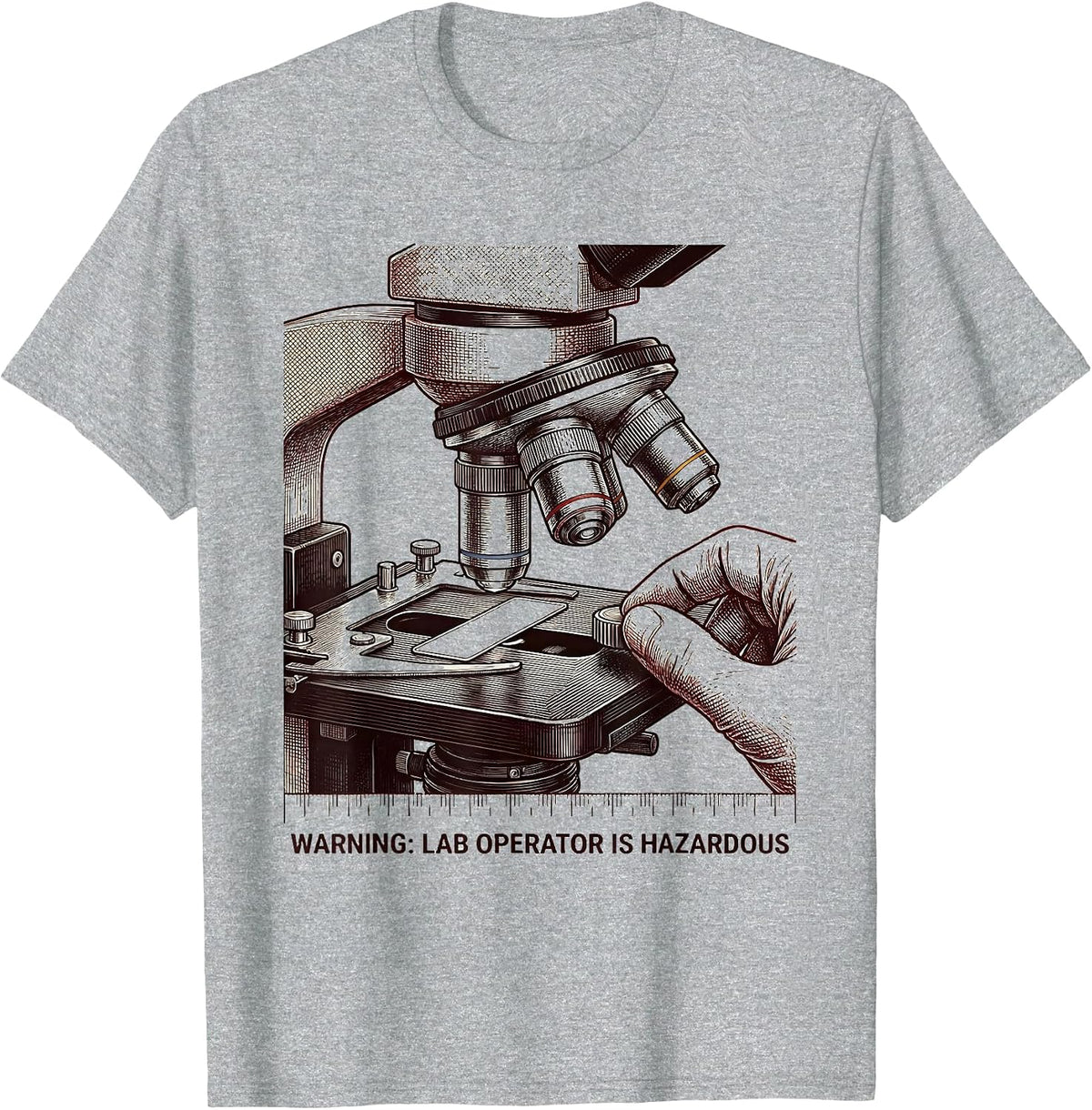 Men's WARNING: LAB OPERATOR IS HAZARDOUS Funny Science Teacher Lab T-Shirt - Heather Grey