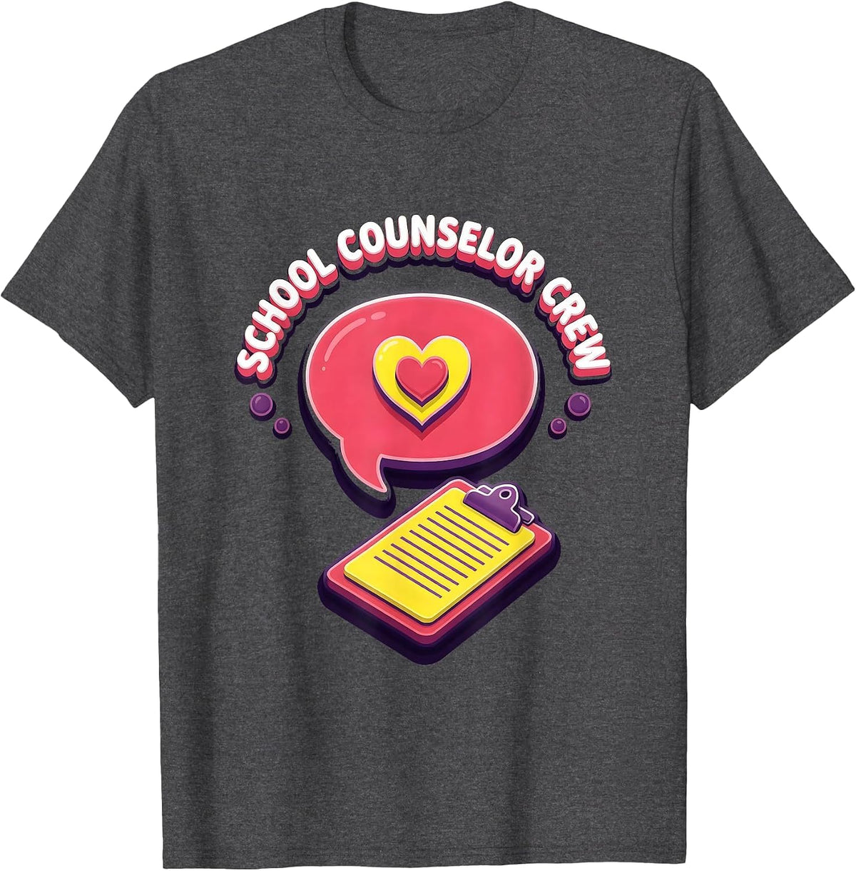 School Counselor Crew Retro PTA Parent Volunteer Crew T-Shirt - Dark Heather Grey