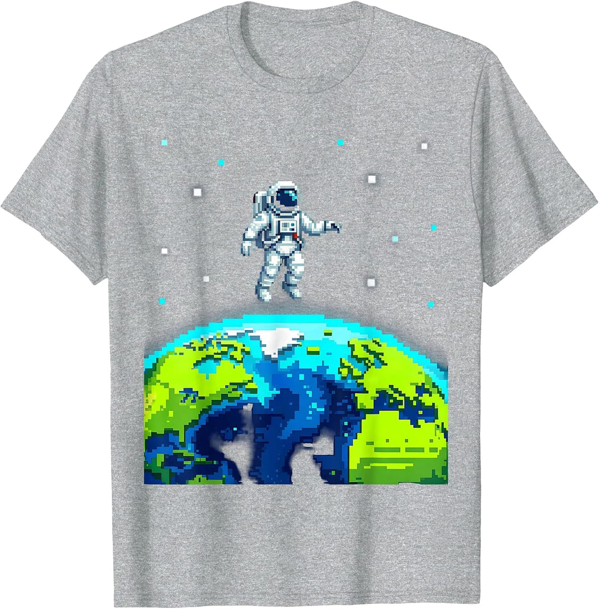 Men's Astronaut Floating Above Glowing Earth Illustration T-Shirt - Heather Grey