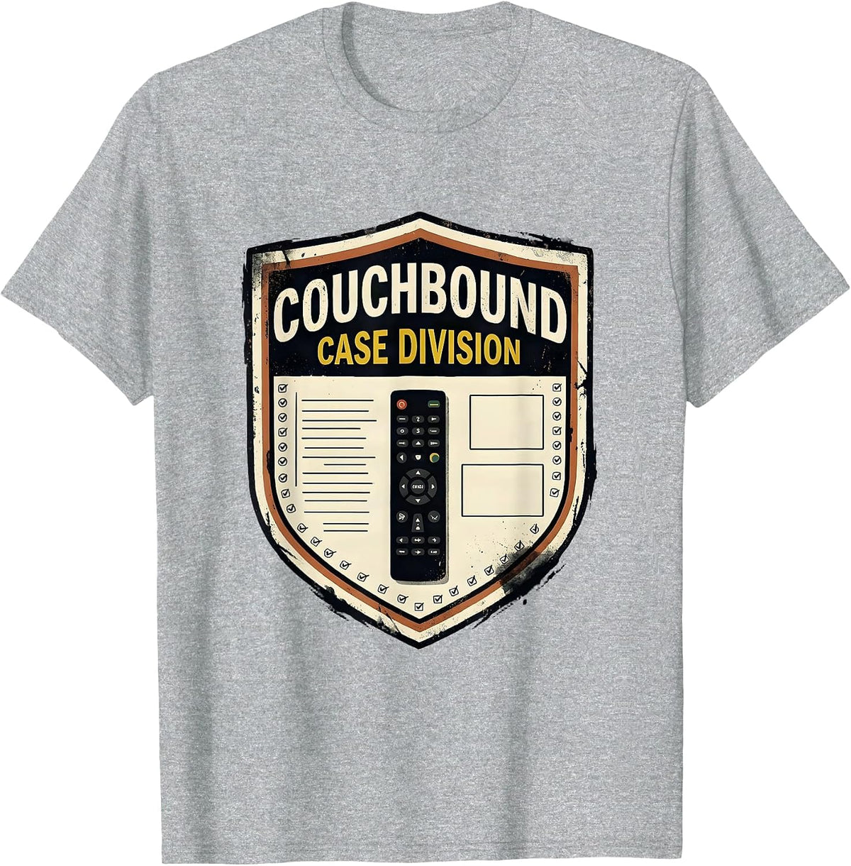 Men's Couchbound Case Division Distressed True Crime Fan Humor T-Shirt - Heather Grey