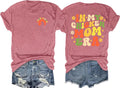 Mama Shirts for Women in My Chicken Mom Era Tee Funny Letter Print Mother's Day Casual Short Sleeve Tops - Pink