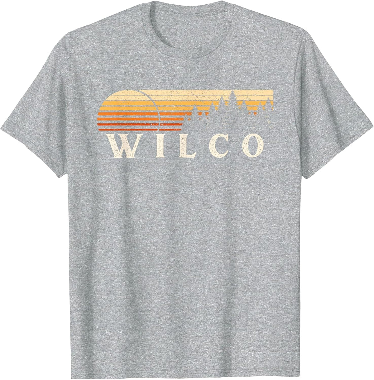 Wilco, TX Vintage Evergreen Sunset Eighties Retro T-Shirt - Heather Grey