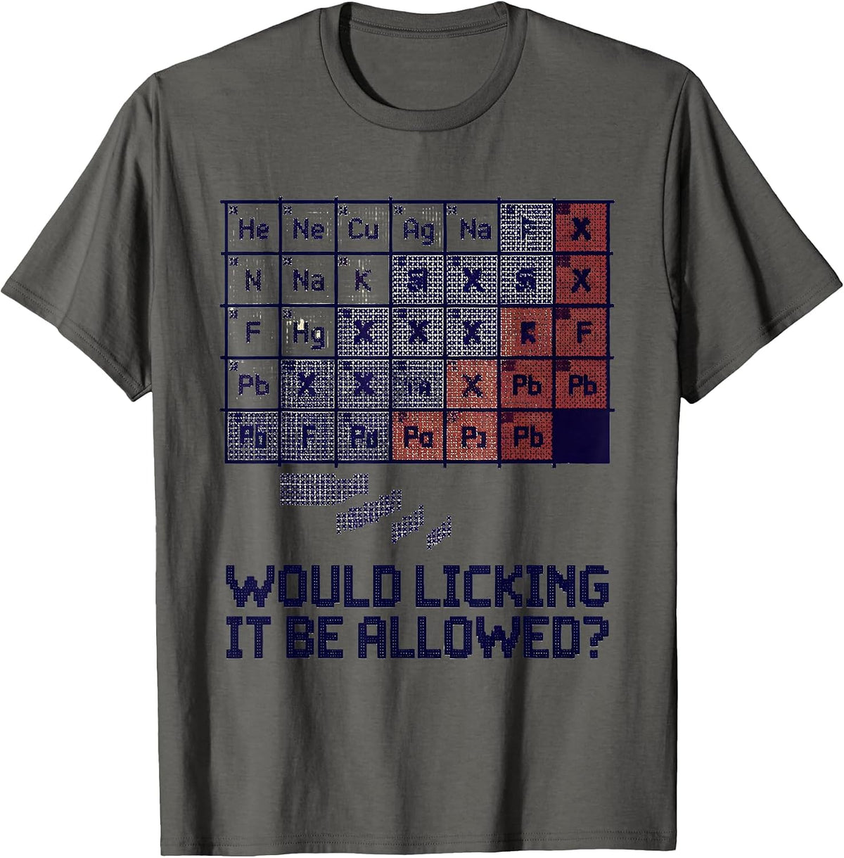 Would Licking It Be Allowed? Funny Periodic Table Chemistry T-Shirt - Asphalt Grey