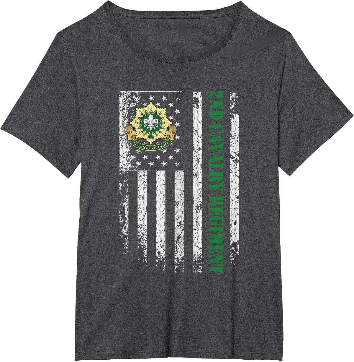 2nd Armored Cavalry Regiment Veteran USA Flag Veterans Day T-Shirt - Dark Heather Grey