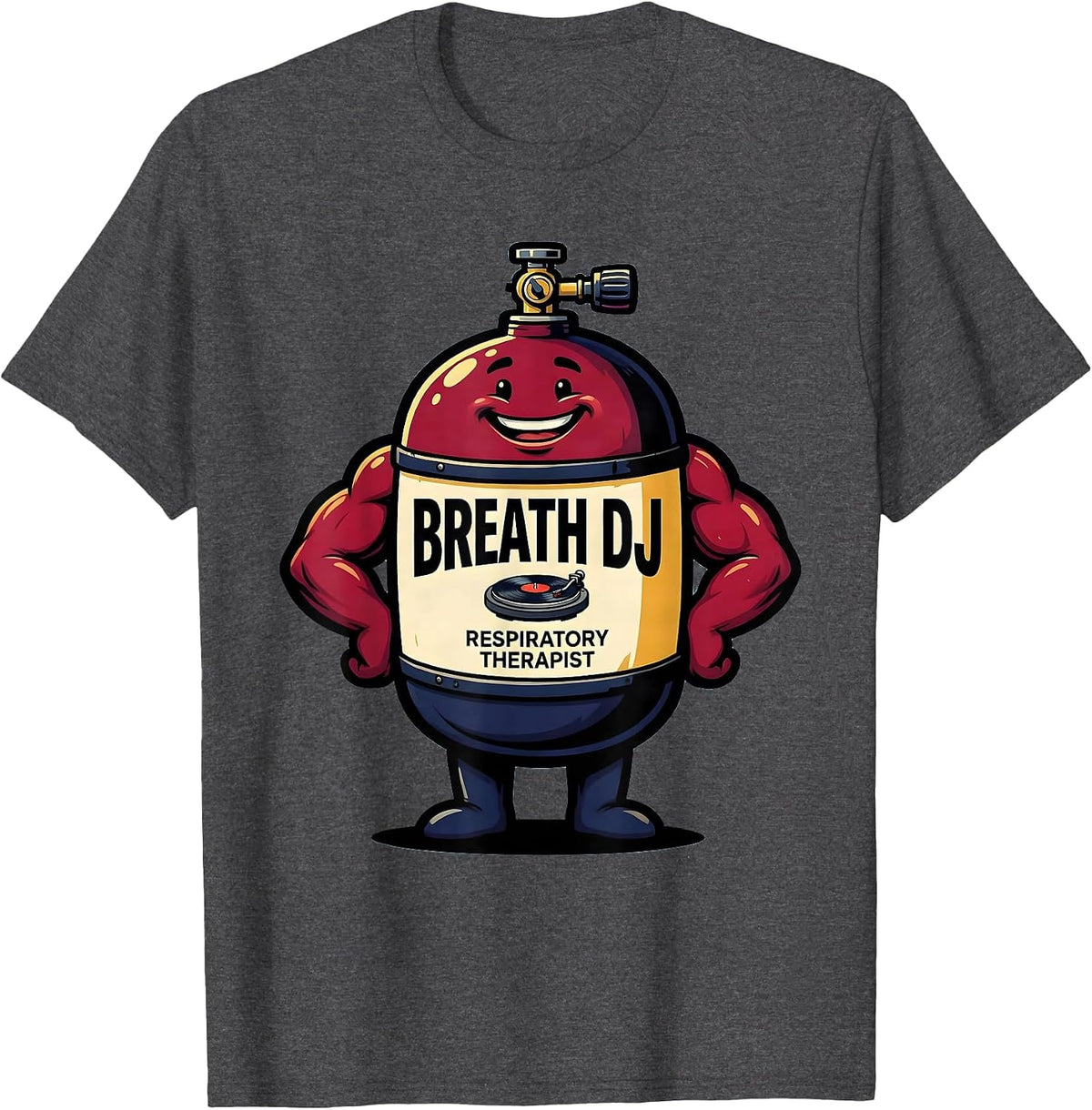 Men's Breath DJ Respiratory Therapist Funny RT Occupational Pride T-Shirt - Dark Heather Grey