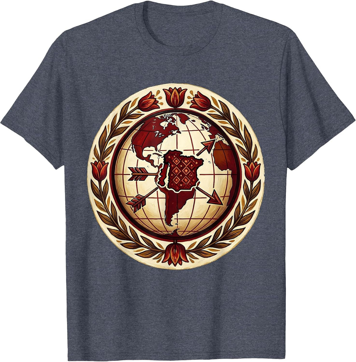 Vintage Globe Spanish Teacher Graphic T-Shirt - Heather Blue