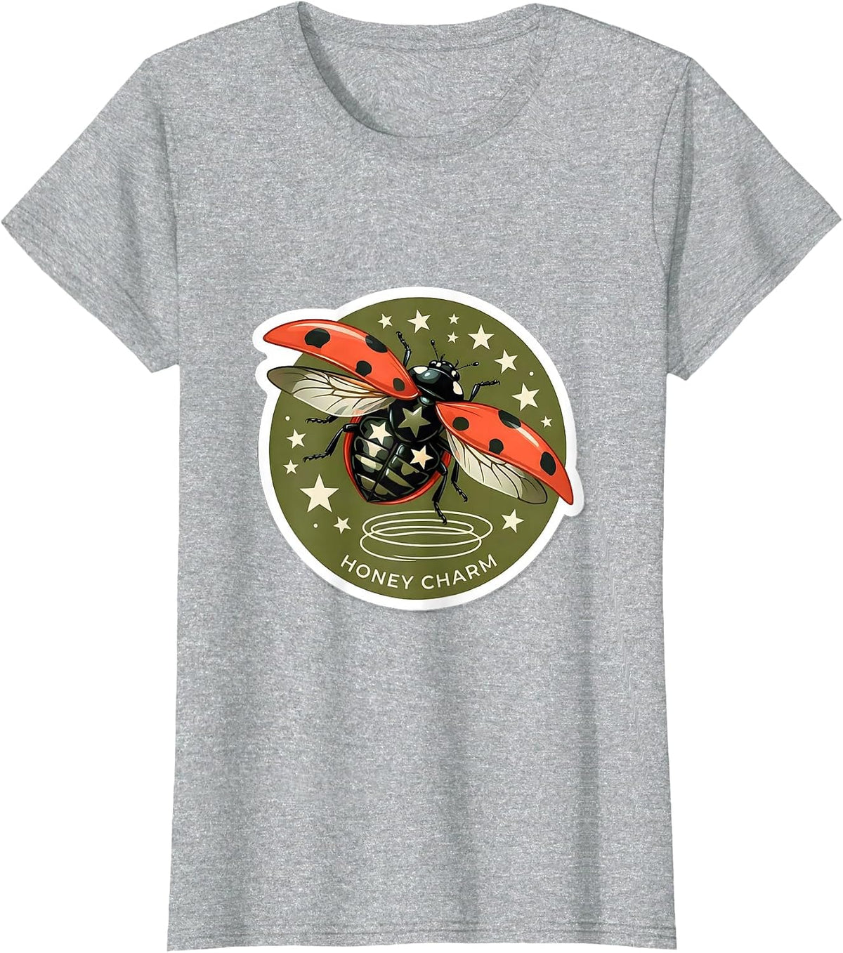 Honey Charm Y2K Kawaii Ladybug Grunge 90s Vintage Teen T-Shirt - Heather Grey