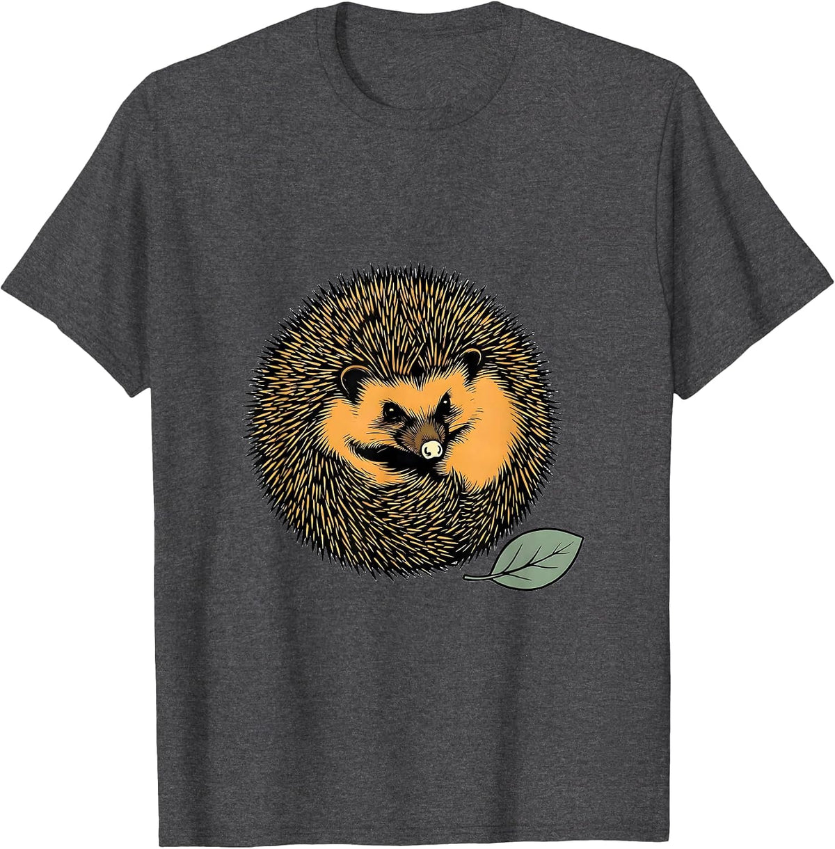 Men's Crescent Hedgehog Cute Animal Lover Humor T-Shirt - Dark Heather Grey