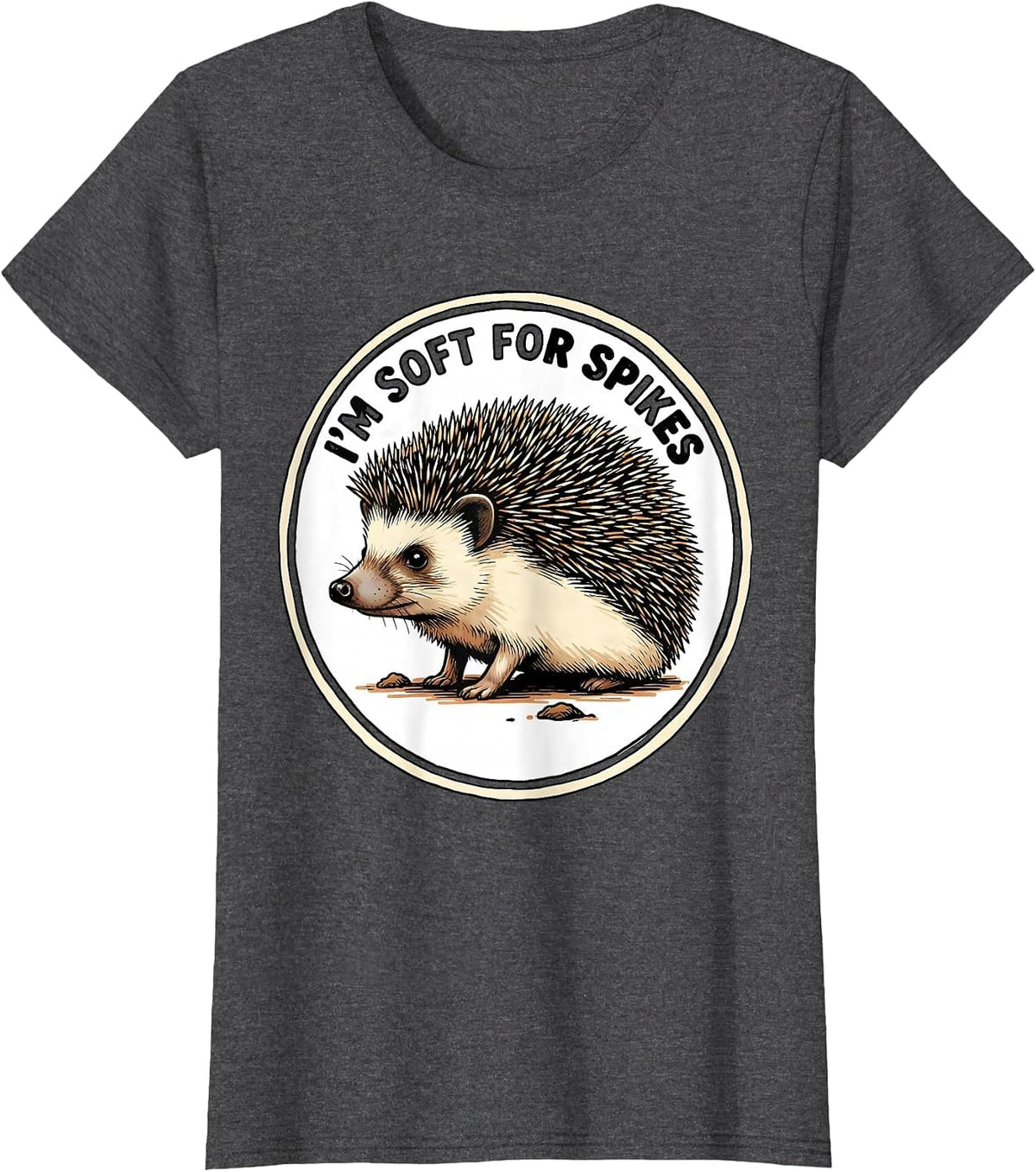 Women's I’m Soft For Spikes Cute Hedgehog Lover Gift for Kids T-Shirt - Dark Heather Grey