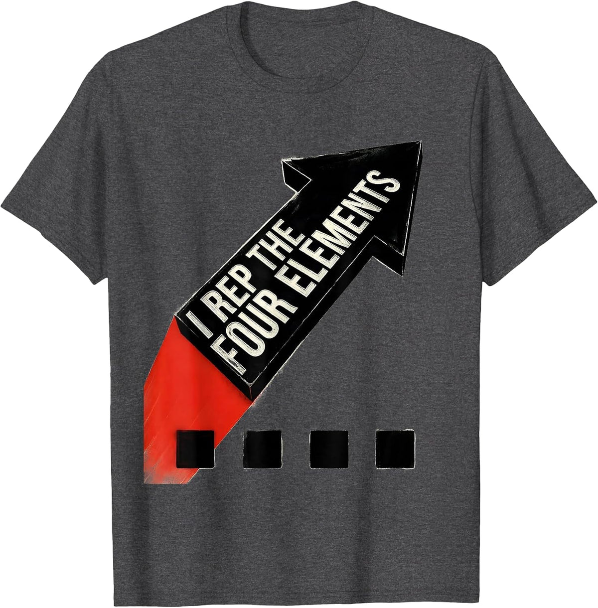 Men's I Rep The Four Elements Constructivist Graffiti Hip Hop Rap T-Shirt - Dark Heather Grey