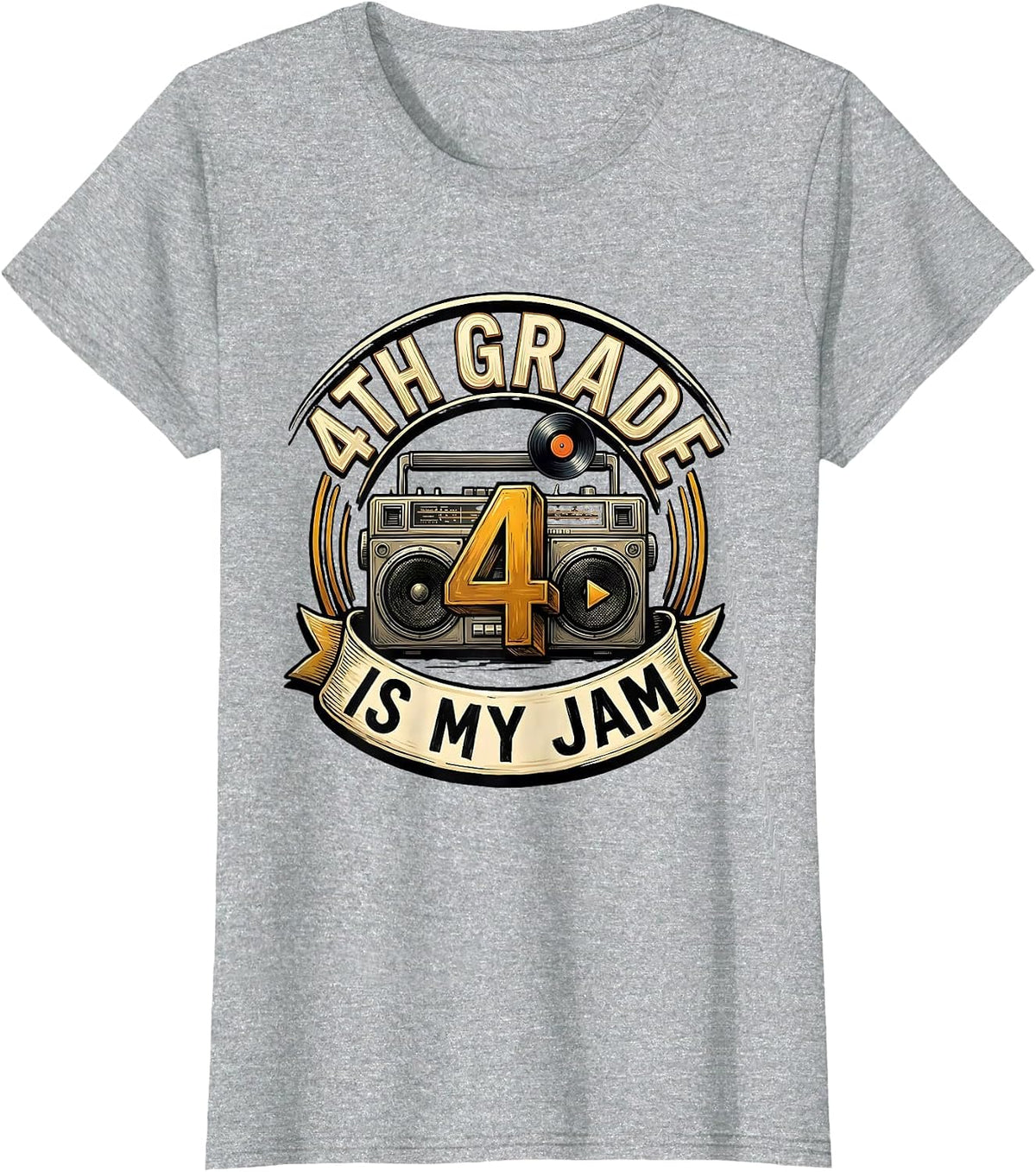 4th Grade Is My Jam Retro Teacher Student Back to School T-Shirt - Heather Grey