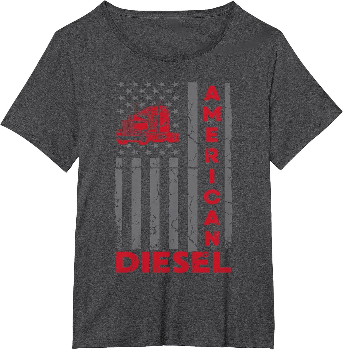American Diesel Patriotic Flag Trucking Life USA Truck Fan T-Shirt - Dark Heather Grey