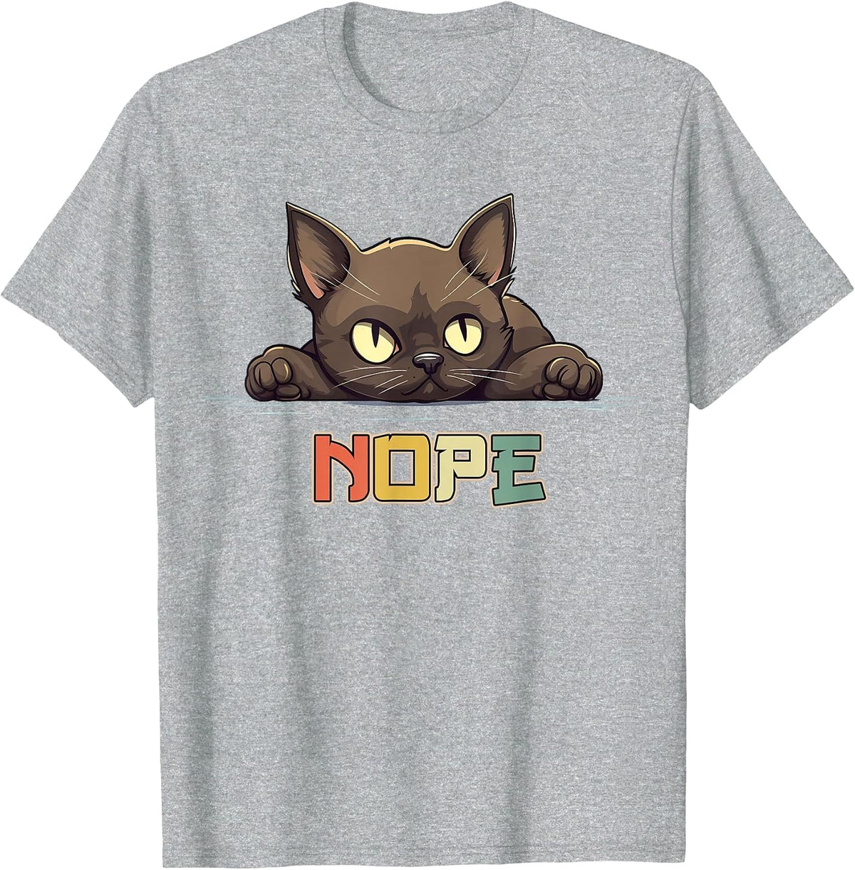 Lazy Burmese Cat Nope T-Shirt - Heather Grey