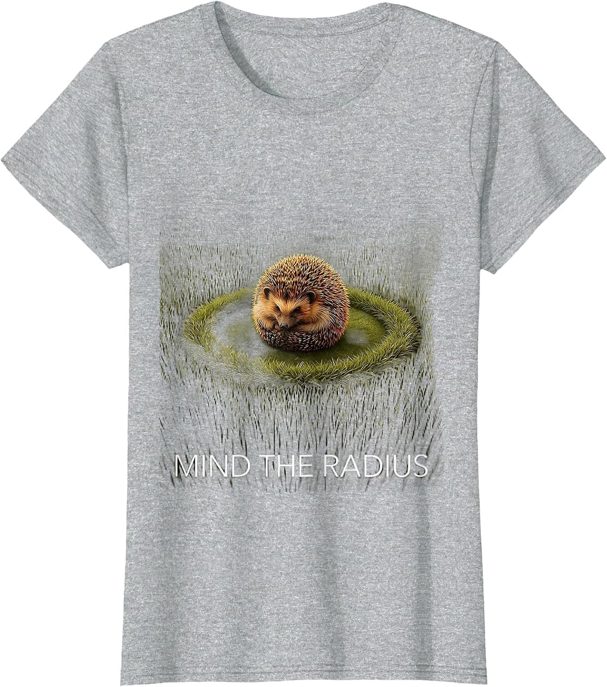 Women's Mind The Radius Cute Hedgehog Animal Lover Humor T-Shirt - Heather Grey
