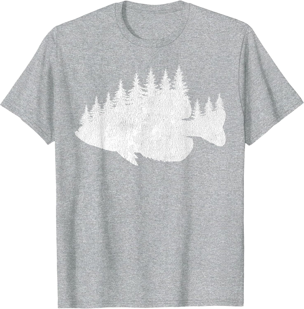 Crappie Fishing - Forest Treeline Panfish Fisherman T-Shirt - Heather Grey