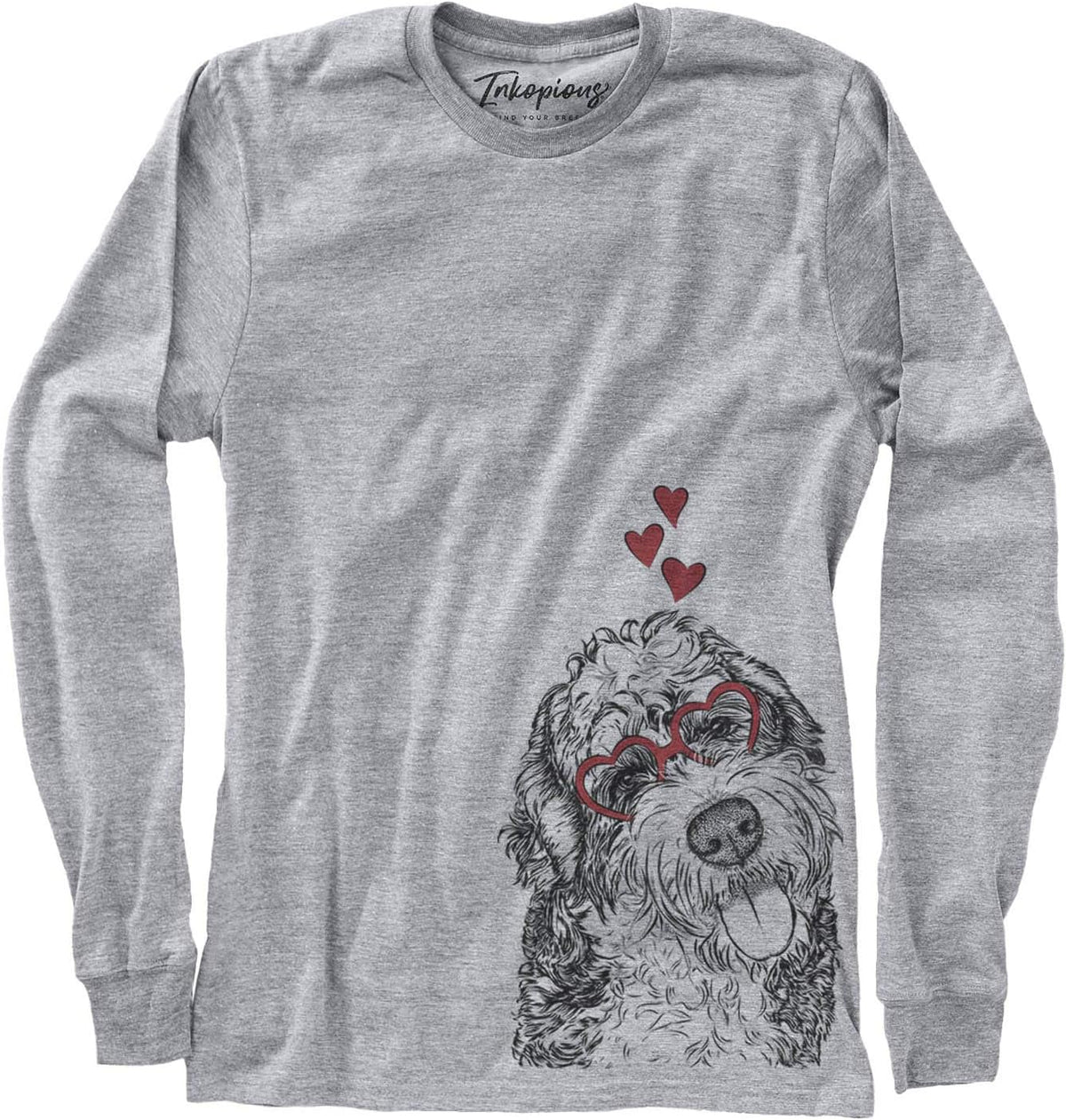 Inkopious Valentine Kaci the Bernedoodle Dog Triblend T-Shirt - Unisex Long Sleeve
