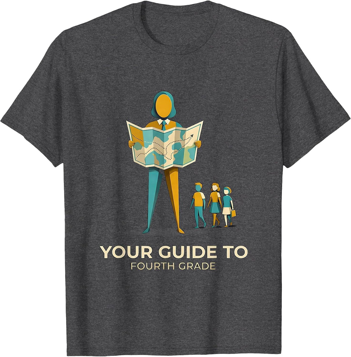 Your Guide To Fourth Grade Playful Teacher Back To School T-Shirt - Dark Heather Grey