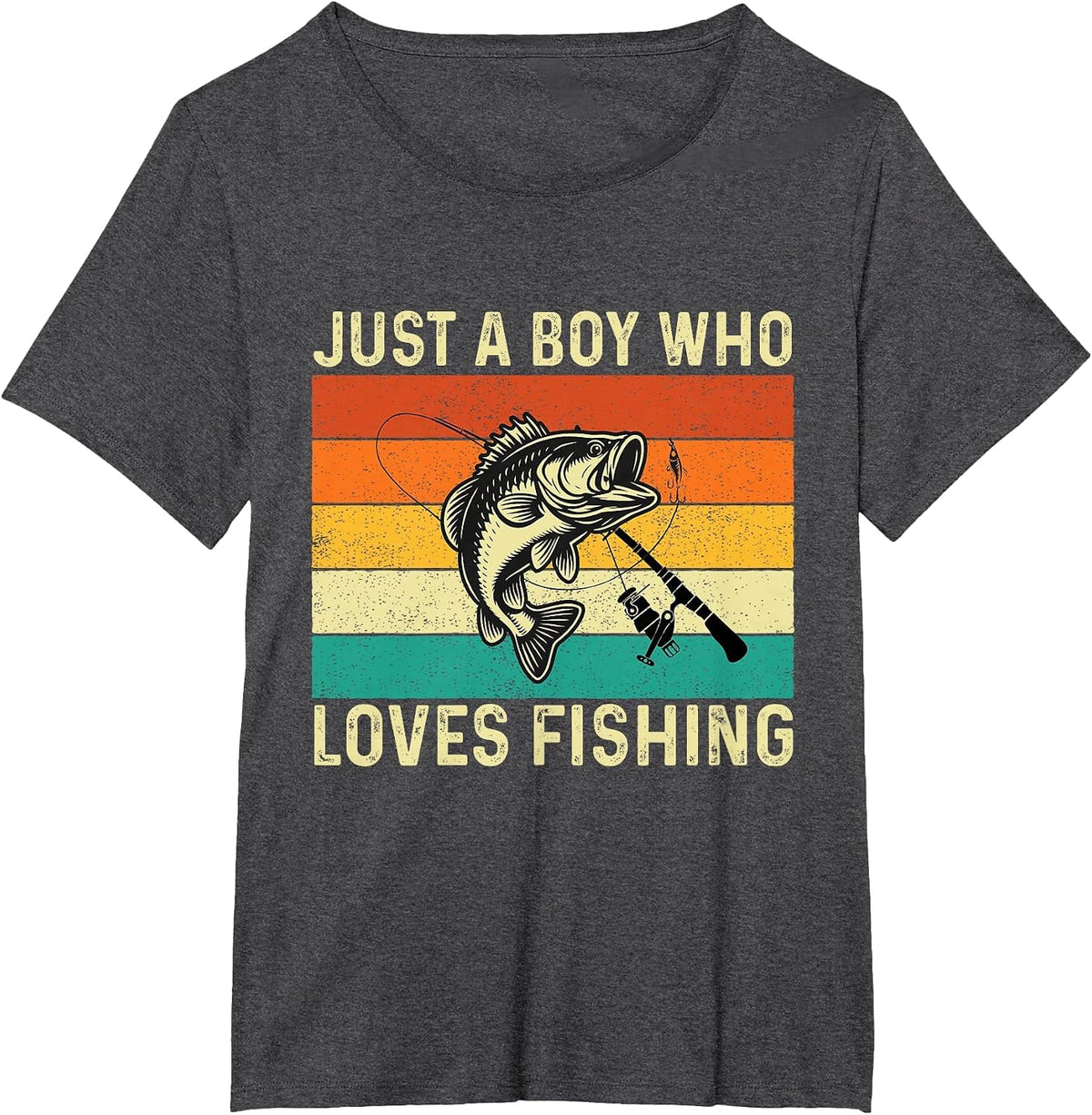 Just A Boy Who Loves Fishing - Fishing Fisherman Angler T-Shirt - Dark Heather Grey