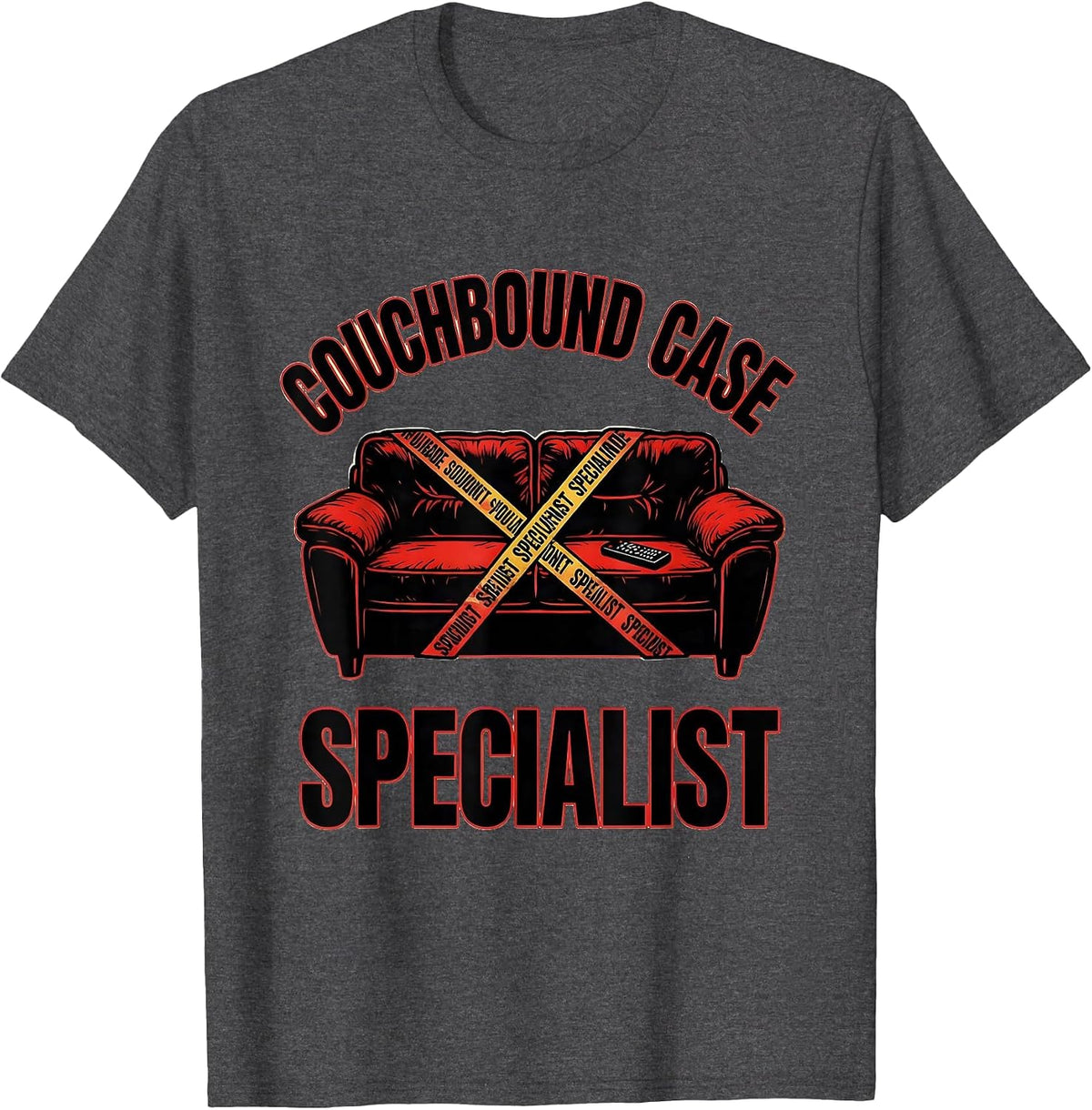 Couchbound Case Specialist Tattoo True Crime Fan Humor T-Shirt - Dark Heather Grey