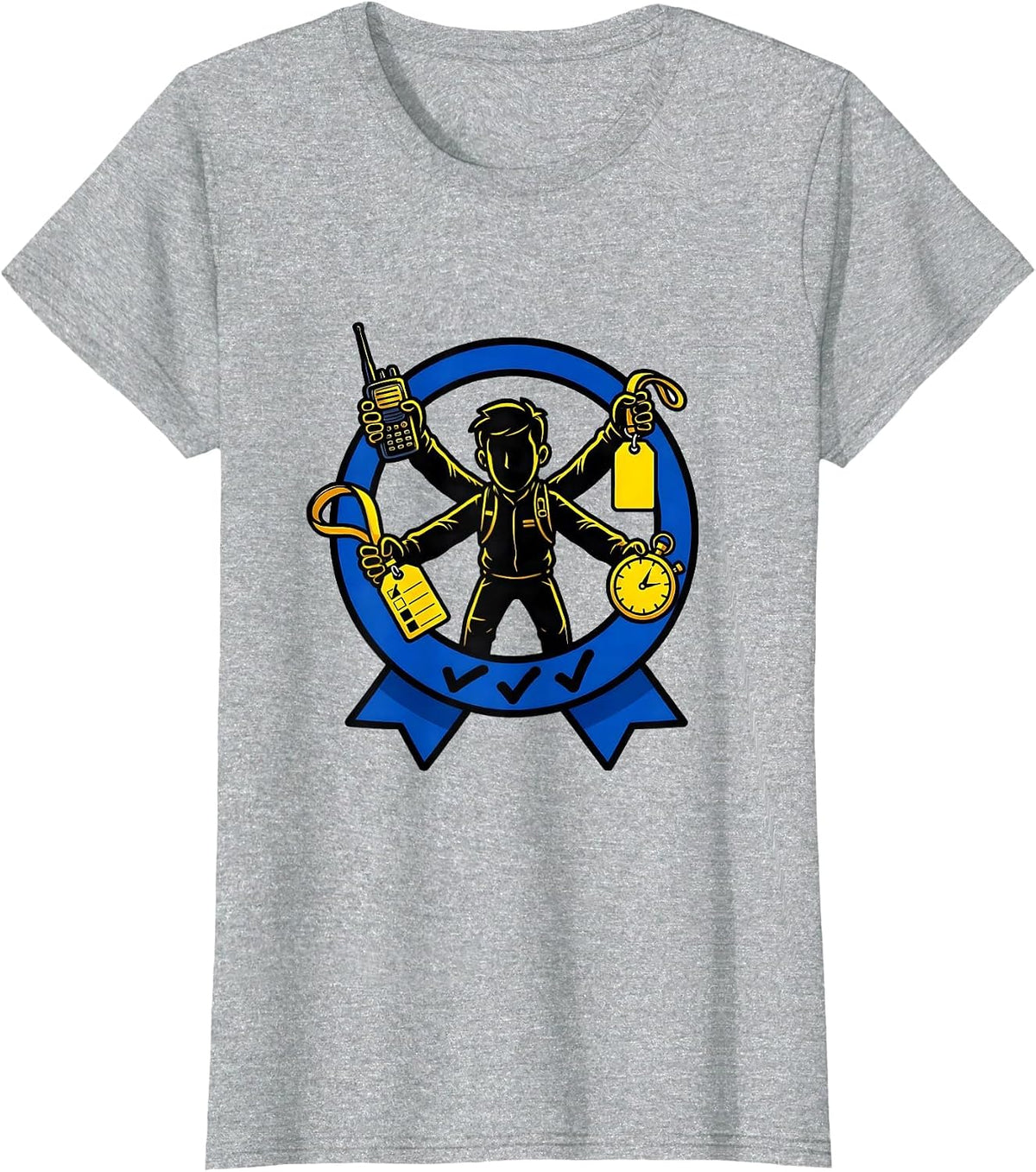 Sealed Para Badge Cartoon Humor School Support Staff T-Shirt - Heather Grey