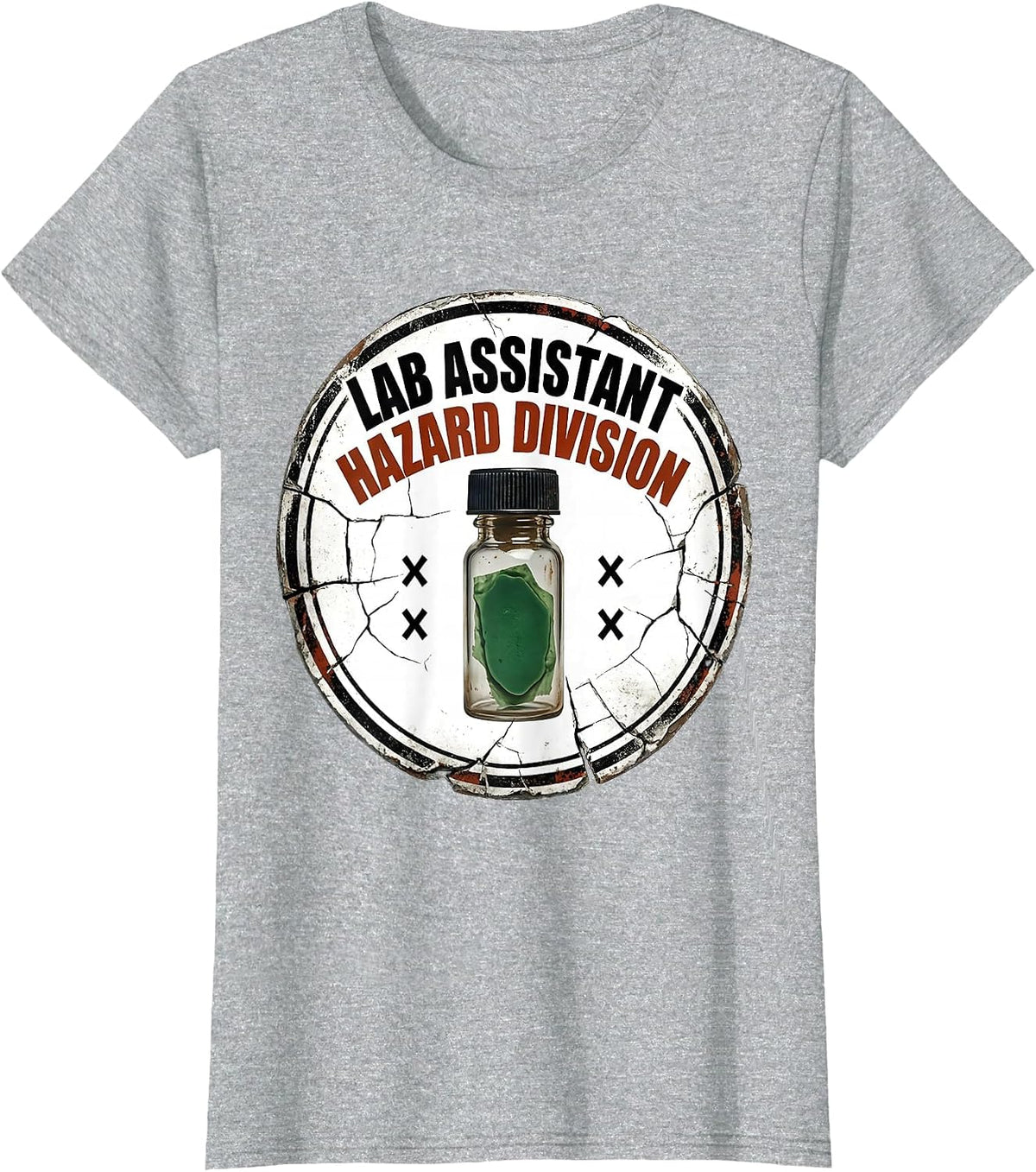 Women's LAB ASSISTANT HAZARD DIVISION Funny Science Teacher Lab T-Shirt - Heather Grey