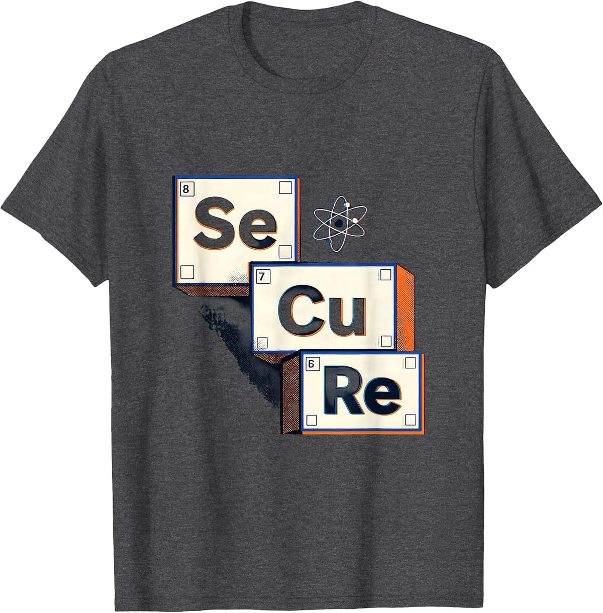 Men's SeCuRe Funny Chemistry Periodic Table Wordplay Science T-Shirt - Dark Heather Grey