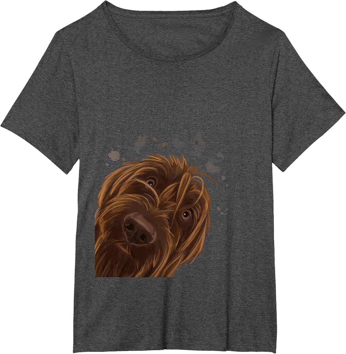 Funny Curious Dog Wirehaired Pointing Griffon T-Shirt - Dark Heather Grey