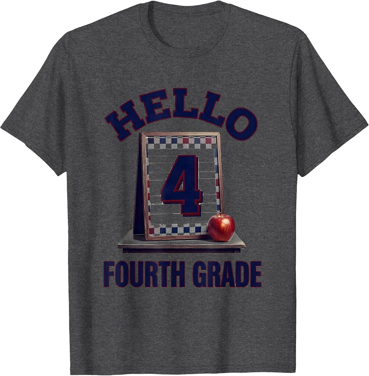 Hello Fourth Grade Cute Elementary Teacher Back To School T-Shirt - Dark Heather Grey